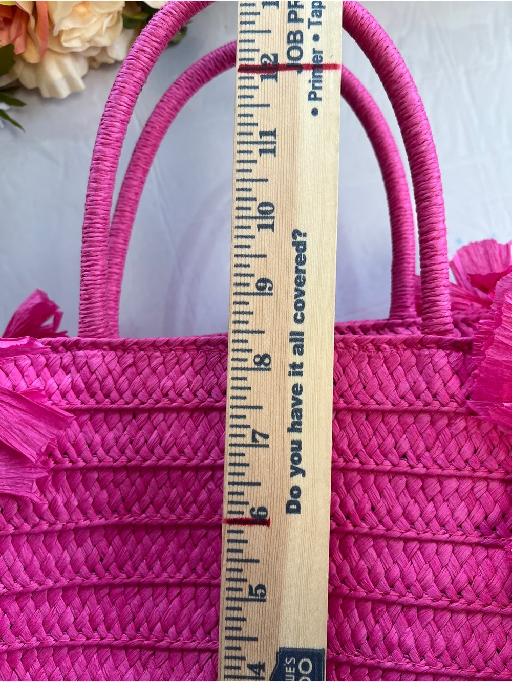 Shiraleah Chicago Pink Raffia Fringe Straw Tote Crossbody Bag - Picture 11 of 13